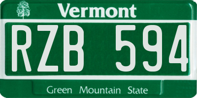 VT license plate RZB594