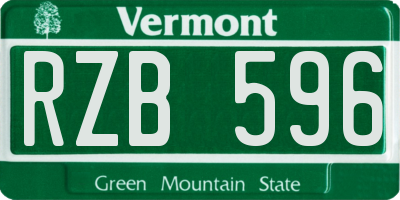 VT license plate RZB596