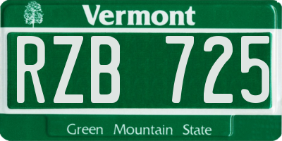 VT license plate RZB725