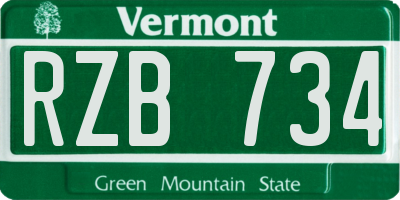 VT license plate RZB734