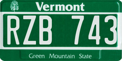 VT license plate RZB743