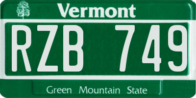 VT license plate RZB749