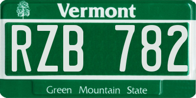VT license plate RZB782