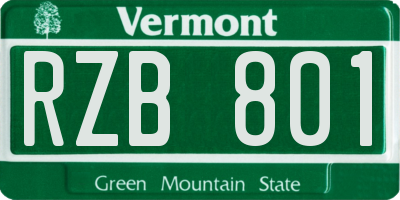VT license plate RZB801