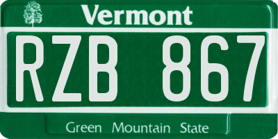 VT license plate RZB867
