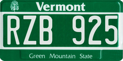 VT license plate RZB925
