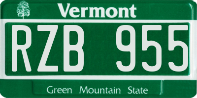 VT license plate RZB955