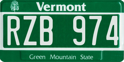 VT license plate RZB974