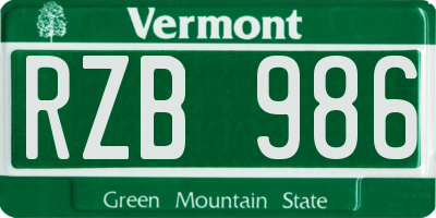 VT license plate RZB986