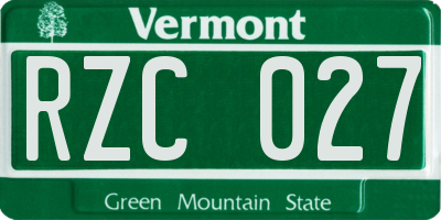 VT license plate RZC027
