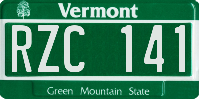 VT license plate RZC141