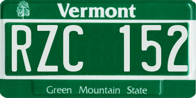 VT license plate RZC152