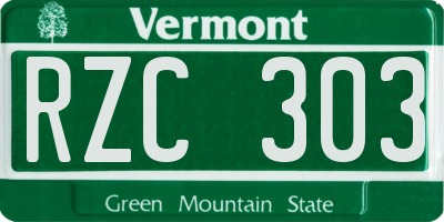 VT license plate RZC303