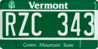 VT license plate RZC343