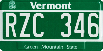 VT license plate RZC346