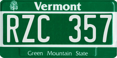 VT license plate RZC357