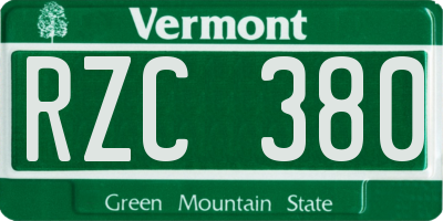 VT license plate RZC380