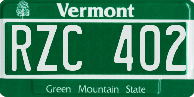 VT license plate RZC402