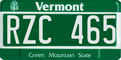 VT license plate RZC465