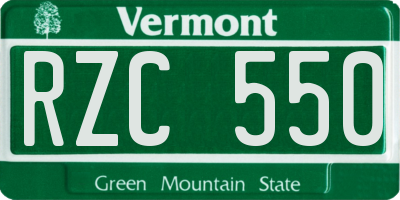 VT license plate RZC550