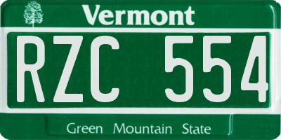 VT license plate RZC554