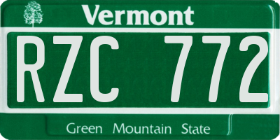 VT license plate RZC772