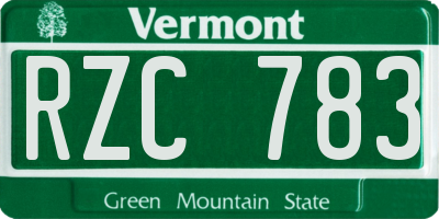 VT license plate RZC783