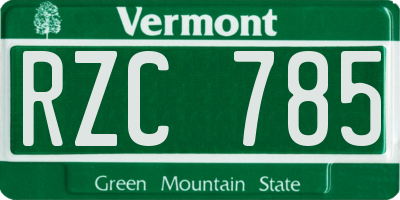 VT license plate RZC785