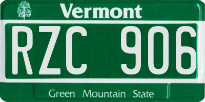 VT license plate RZC906