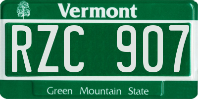 VT license plate RZC907