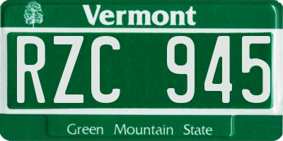 VT license plate RZC945