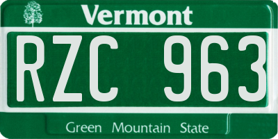 VT license plate RZC963