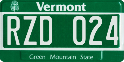 VT license plate RZD024