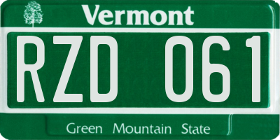 VT license plate RZD061