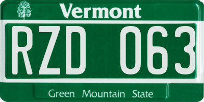 VT license plate RZD063