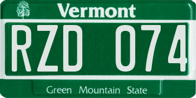 VT license plate RZD074