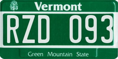 VT license plate RZD093