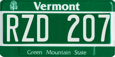 VT license plate RZD207