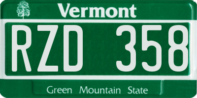 VT license plate RZD358