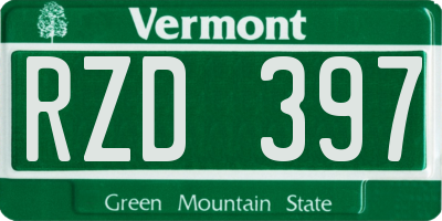VT license plate RZD397