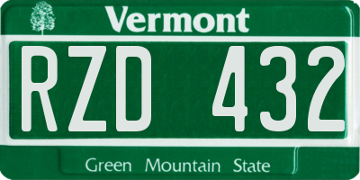 VT license plate RZD432