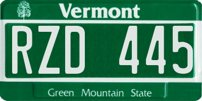 VT license plate RZD445