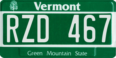 VT license plate RZD467