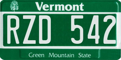 VT license plate RZD542