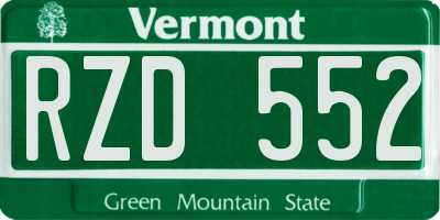 VT license plate RZD552