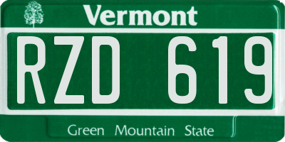 VT license plate RZD619