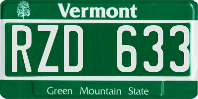 VT license plate RZD633