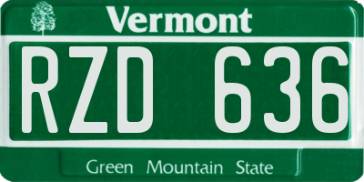 VT license plate RZD636