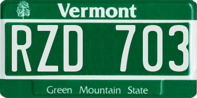 VT license plate RZD703