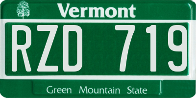 VT license plate RZD719